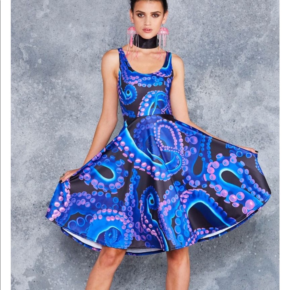 BlackMilk neon octopus pocket midi dress